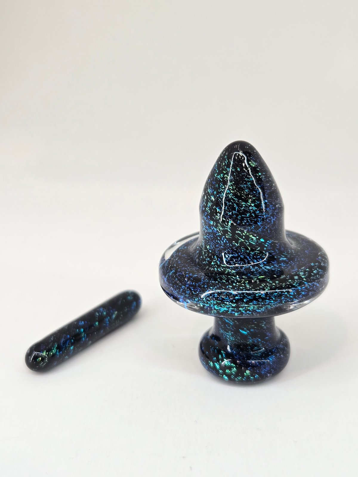 20mm Victory Glassworks "Magic Ember" Dichro Boro Apex Cap & Matching Pillar