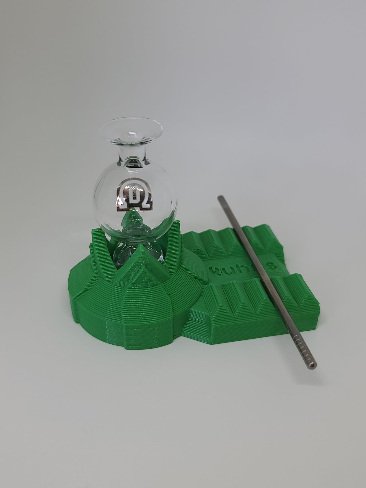 Green Kuhns Weighted Carb Cap & Dabber Stand