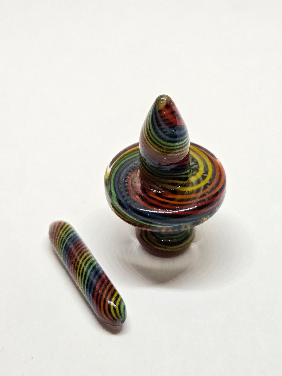 20mm Victory Glassworks "Lucky Slime" Dichro Boro Apex Cap & Matching Pillar