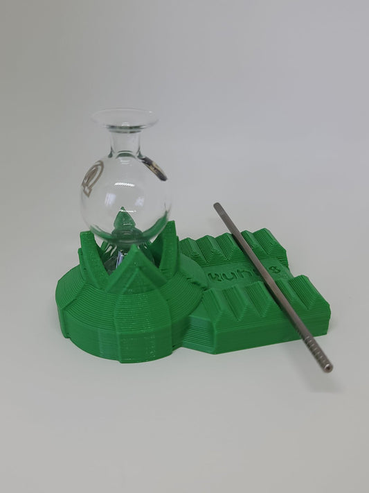 Green Kuhns Weighted Carb Cap & Dabber Stand